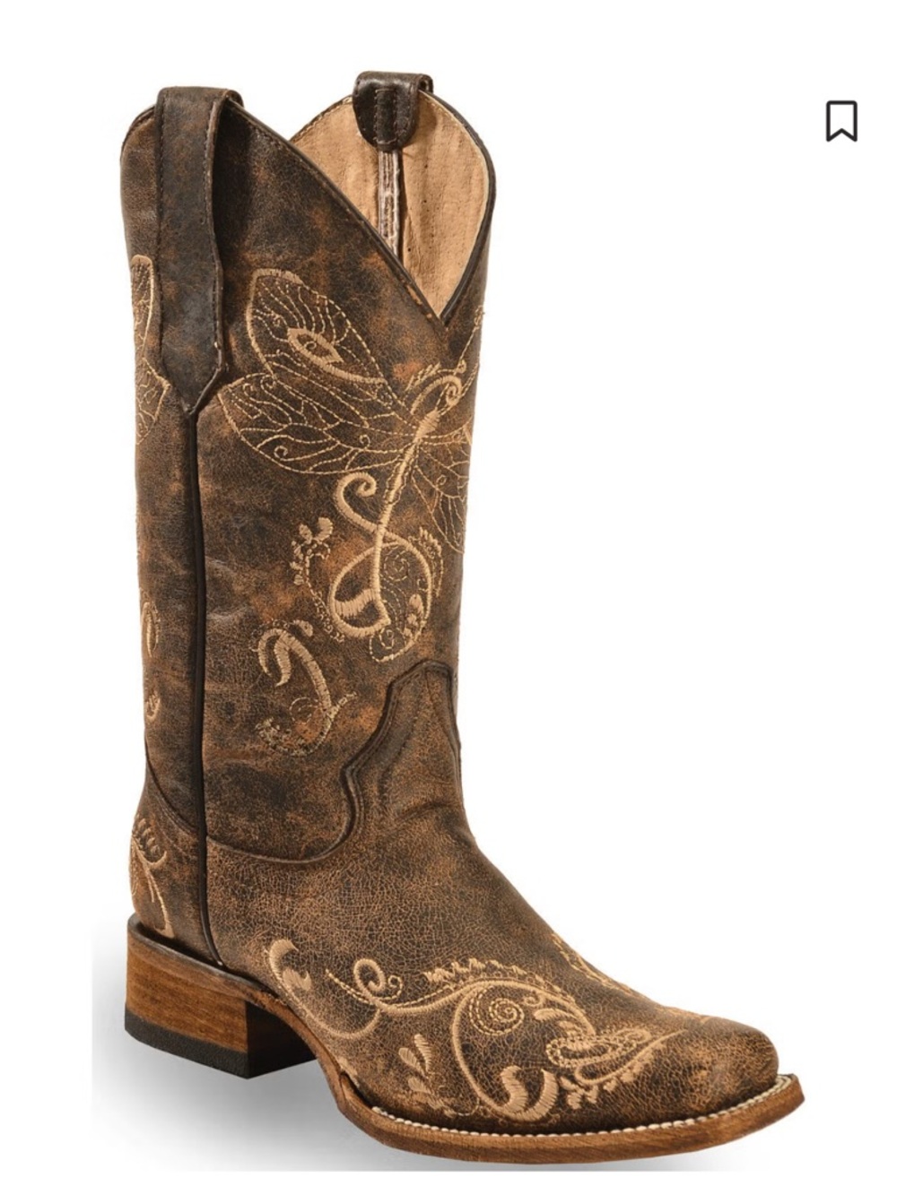Circle G Distressed Brown Embroidered Western Heeled Boots